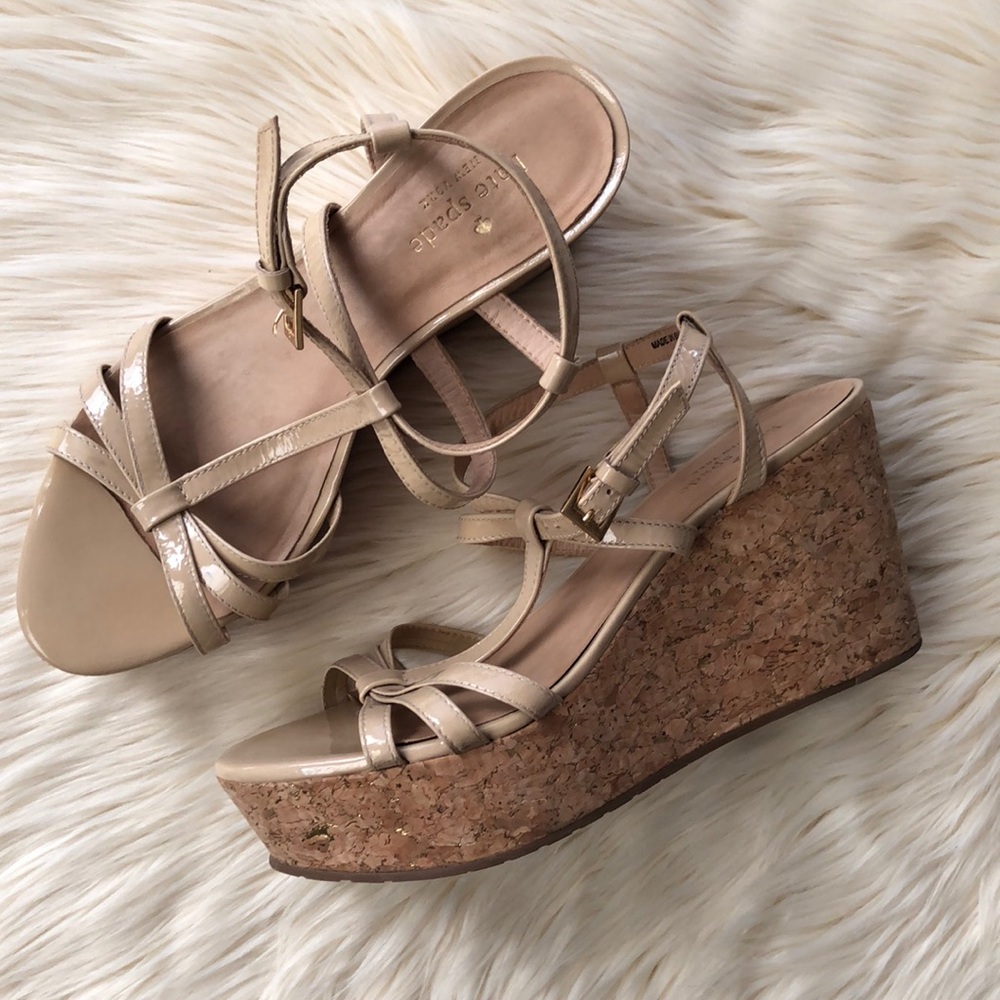 Kate Spade Talanse Nude Beige Cork Wedge Platform Sandal